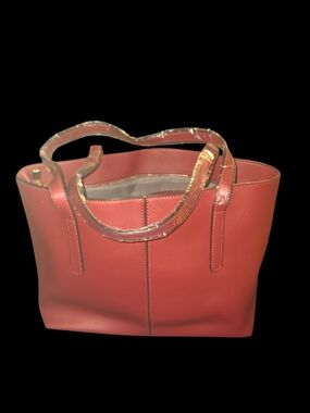 Everyday Red Leather Tote Bag
